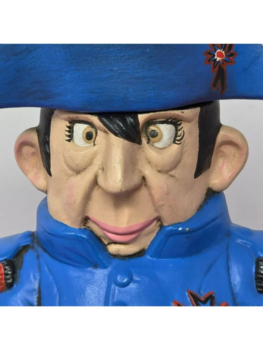 Napoleon Bonaparte-Inspired Ceramic Decanter Hand-Painted Blue & White Uniform